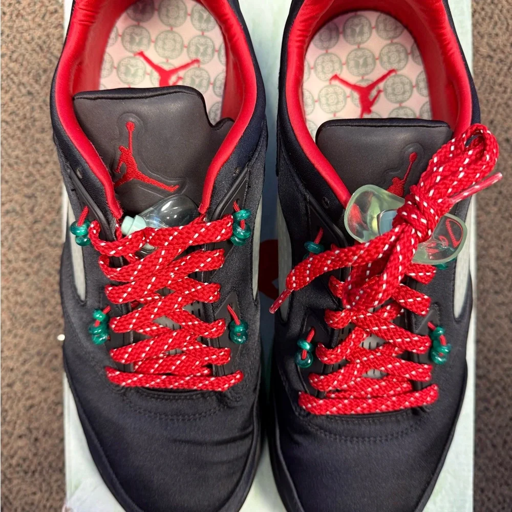 Jordan 5 Retro Low CLOT Jade: Sneakers Black and Red - Picture 2 of 5